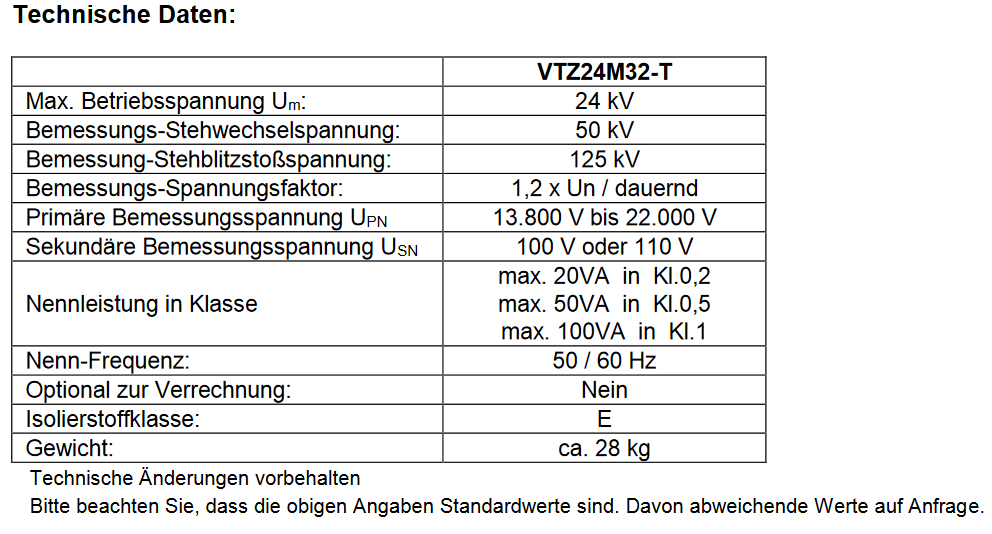 VTZ24M32-T Spannungswandler, zweipolig isoliert